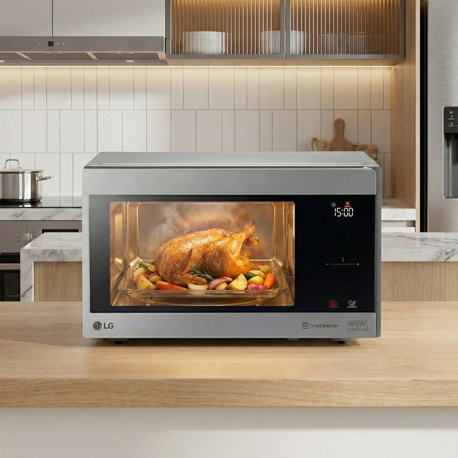 ميكروويف LG مع شواية - سعة 42 لتر - silver (Smart Inverter) MH8265CIS - Blanco